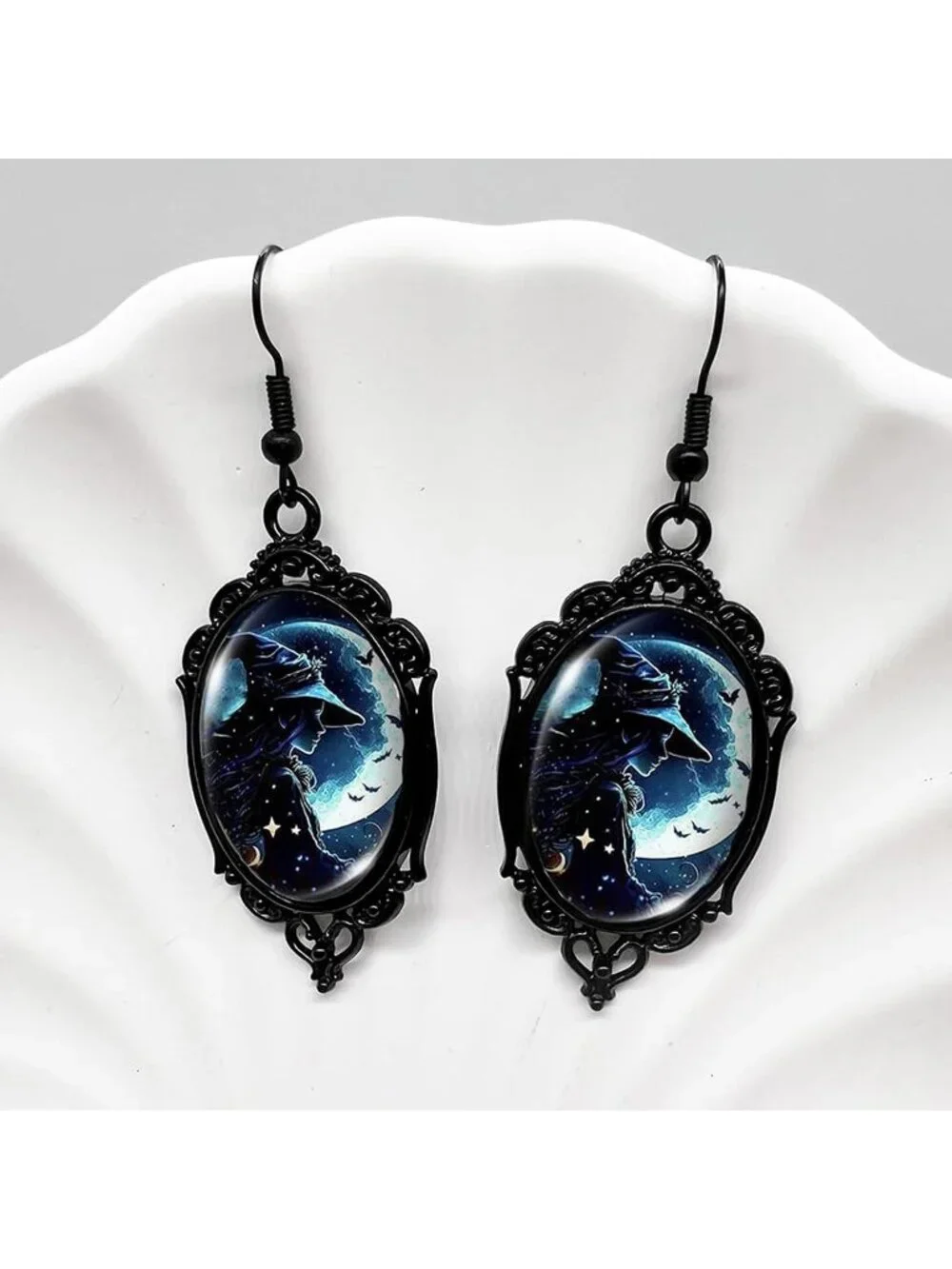 Women’s Witch Jewelry Set Blue Halloween Victorian Punk Gothic Necklace Earring